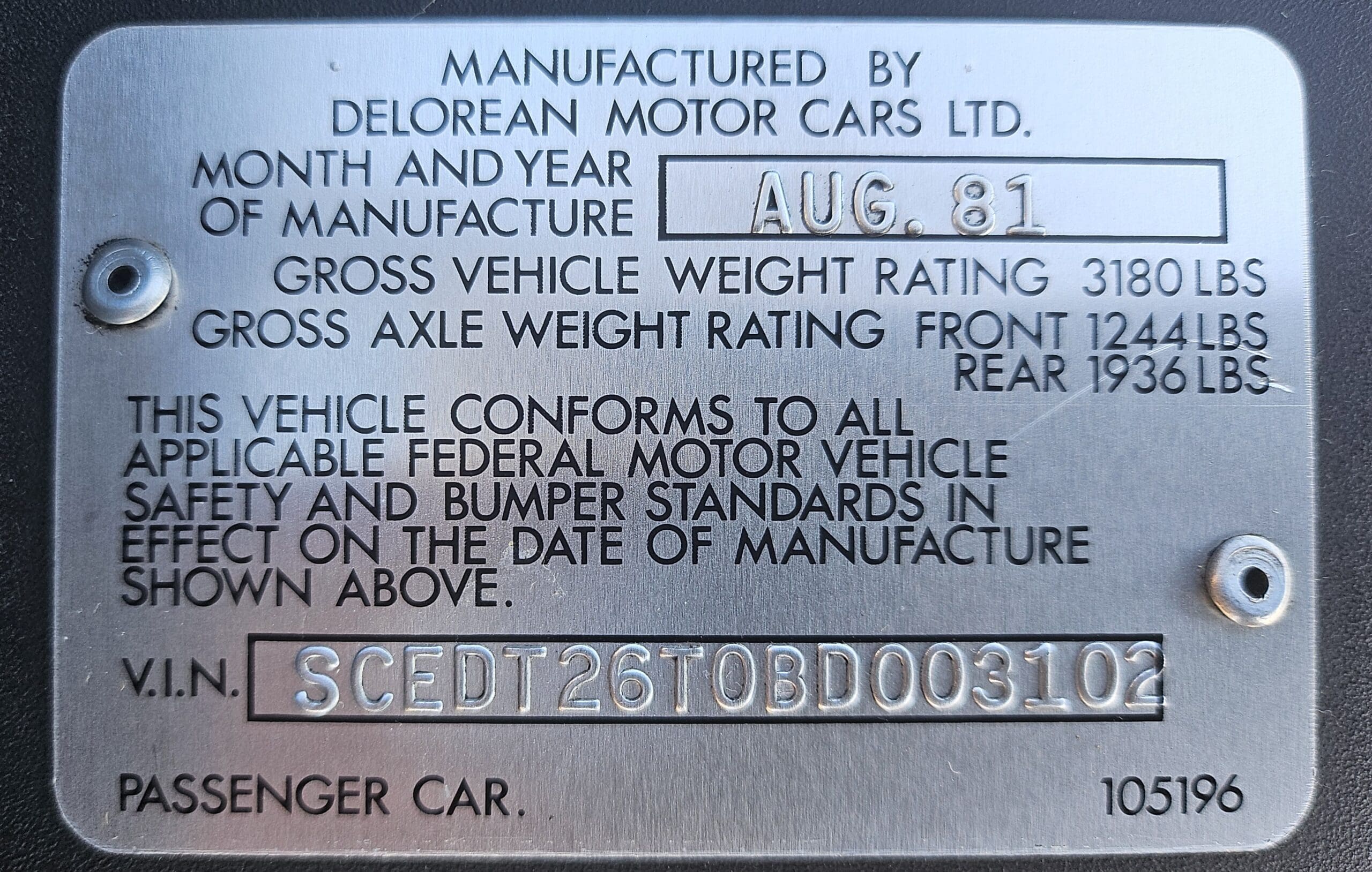 DeLorean vin 03102 - Image 18