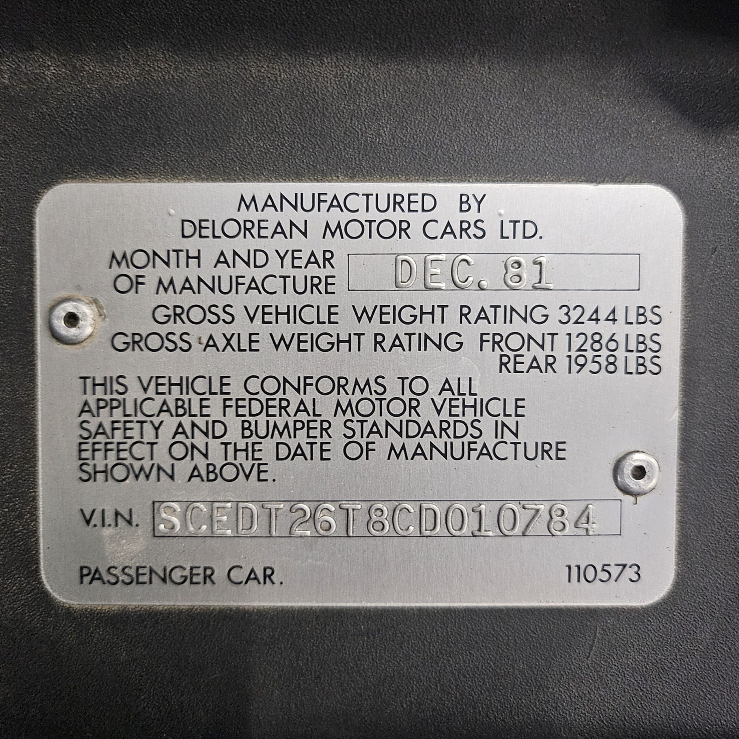 DeLorean vin 10784 - Image 18
